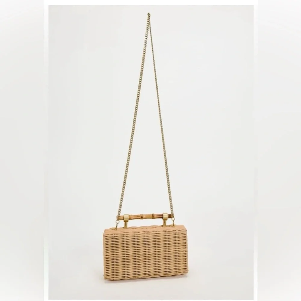 NWT • Zara Bamboo Woven Clutch/Minaudiere - Picture 2 of 6